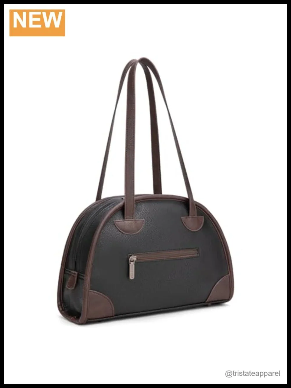 Vegan Leather Retro Bowling Satchel Handbag Women's Top Handle Purses & Bags